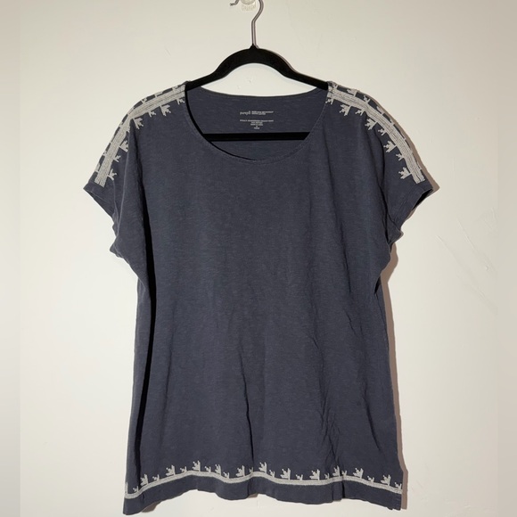 Pure Jill Tops - Pure Jill J. Jill Embroidered Dolman Tunic Organic Cotton Grey M Petite Boho